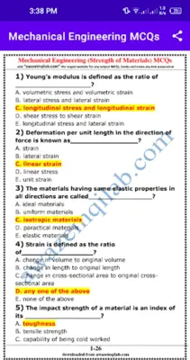 Mechanical Engineering MCQs android App screenshot 1